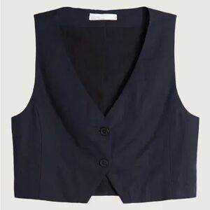 Oak and fort black linen vest size small